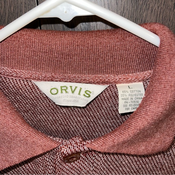 Orvis Men's 1/4 Button Sweater With Leather Elbows Patch - Picture 3 of 6